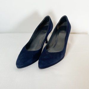 Stuart Weitzman Navy Suede Heels Sz 8.5